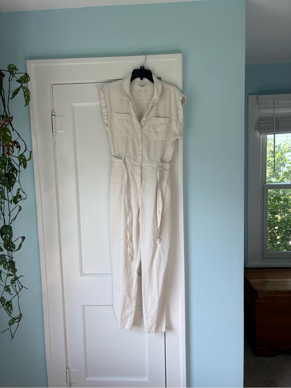 Abercrombie & Fitch Cream Cotton Lyocell Blend Sister Studio Edit Jumpsuit